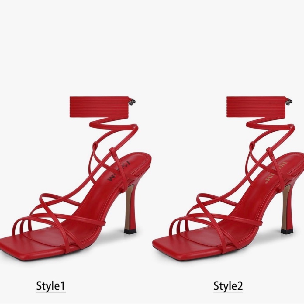 Red Strappy Women's Heels